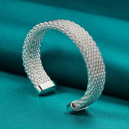 Bracelete de Prata Feminino Trançado