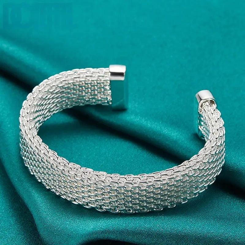 Bracelete de Prata Feminino Trançado